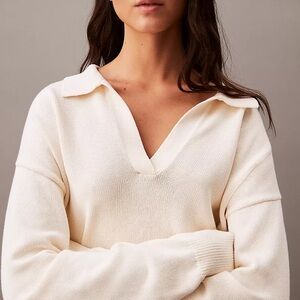 Calvin Klein Cotton Cropped Polo Sweater